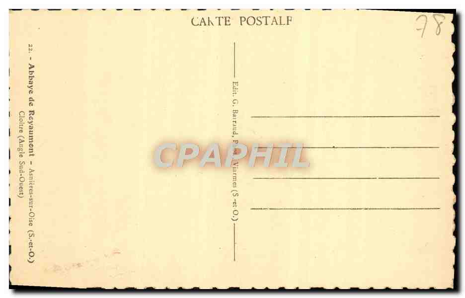 CPA Abbaye de Royaumont Asnieres sur Oise Cloitre  — Back