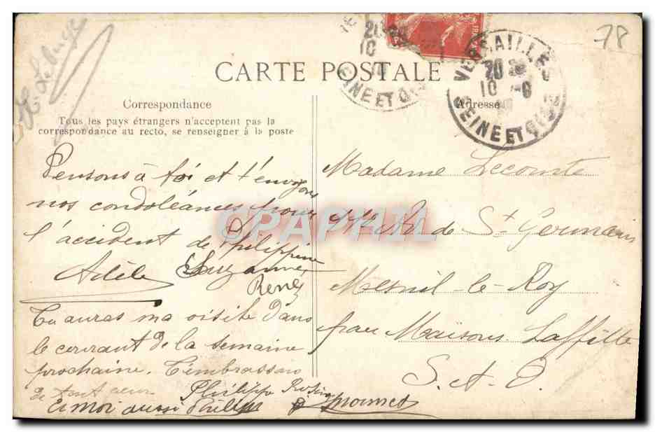 CPA Versailles La Palais Chambre de Louis XIV — Verso
