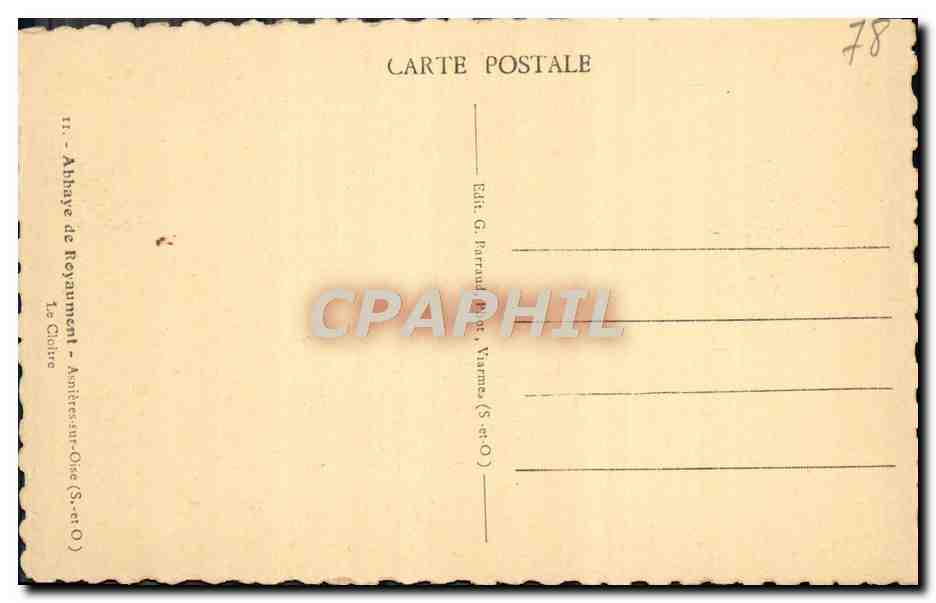 CPA Abbaye de Royaumont Asnieres sur oise Le cloitre — Rückseite