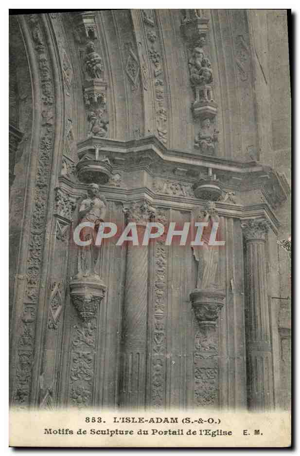CPA L'Isle Adam Motifs de Sculputure du Portail de l'Eglise 