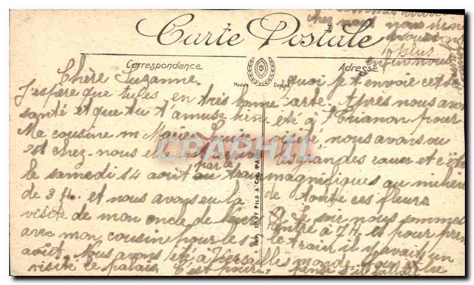 CPA Versailles Bassin d'Apollon et le Tapis Vert  — Verso