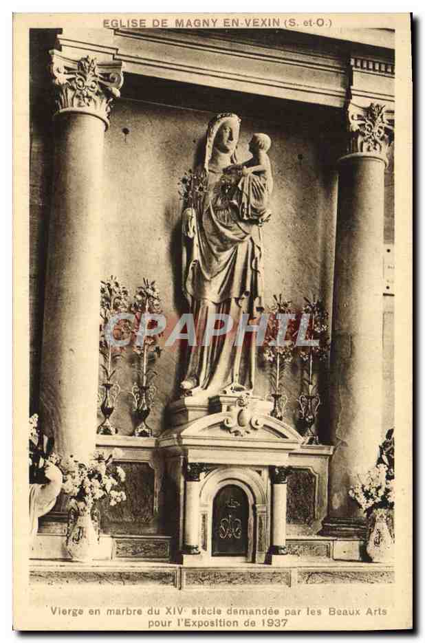 CPA Eglise De Magny En Vexin Vierge en marbre demandee par les Beaux Arts pour l'exposition de 19M37