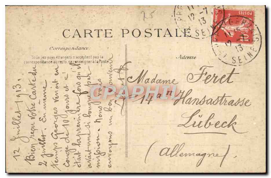 CPA Chateau De Chantilly Cote Nord — Rückseite