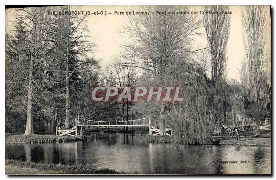 Longpont (S.-et-O.) — Parc de Lormoy — Pont suspendu sur la Pièce d'eau
