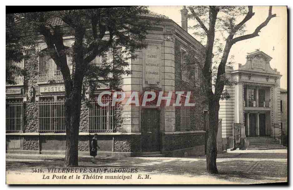 CPA Villeneuve Saint Georges La Poste Et Le Theatre municipal