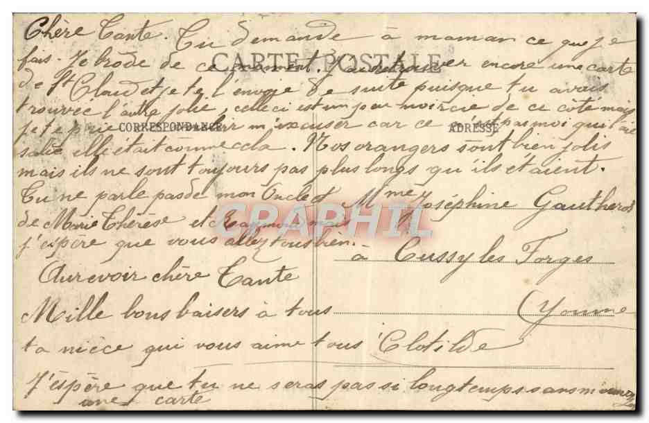 CPA Saint Cloud Incendie du chateau par les allemands 13 octobre 1870 — Rückseite