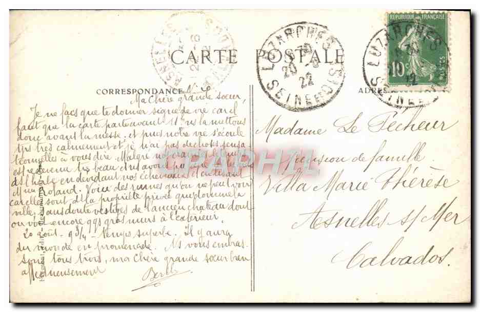 CPA Luzarches Propriete Broca les ruines — Back
