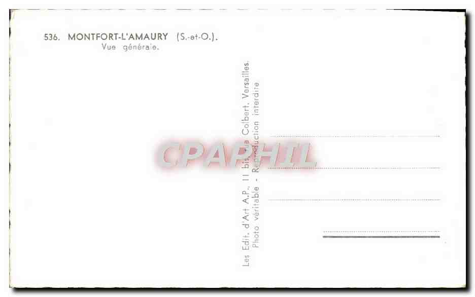 Montfort-l'Amaury — Vista generale — Les Édit, d'Art A.P., Versailles — Verso