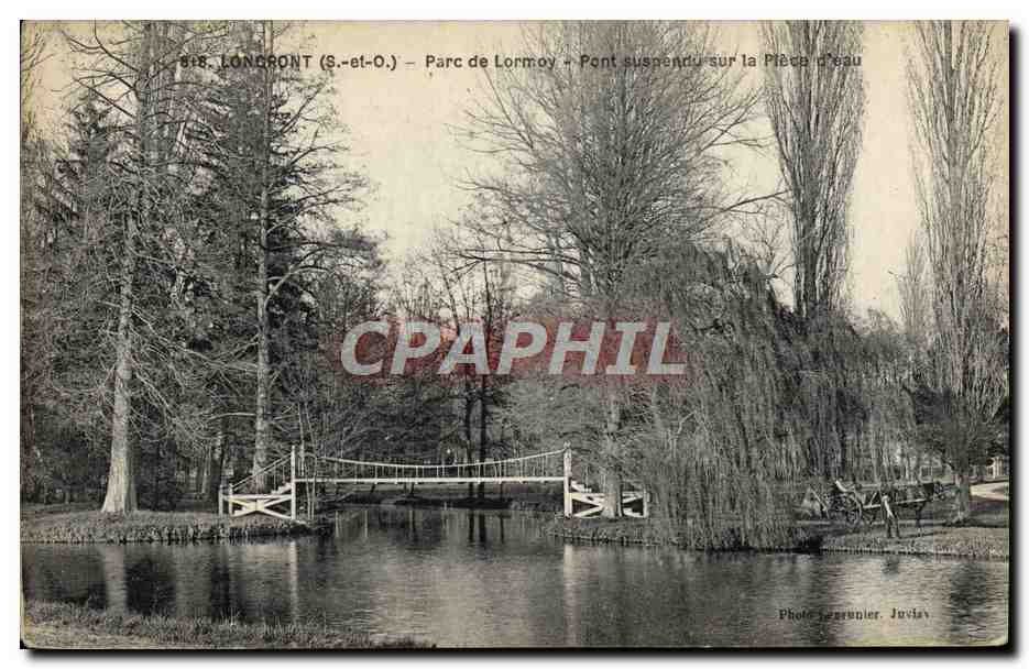 CPA Longpont Parc De Lormoy Pont suspendu sur la piece d'eau