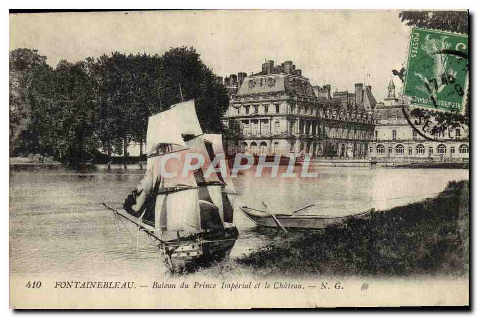 Fontainebleau — Boot des Kaisers und das Schloss — N.G.