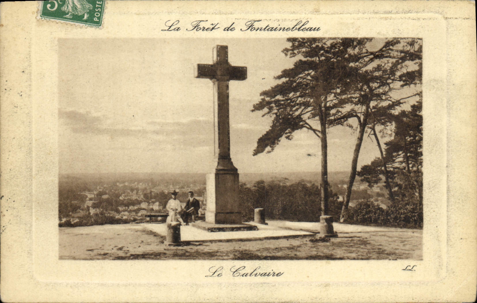 Der Wald von Fontainebleau — Das Kalvarienberg — Union Postale Universelle, n°195