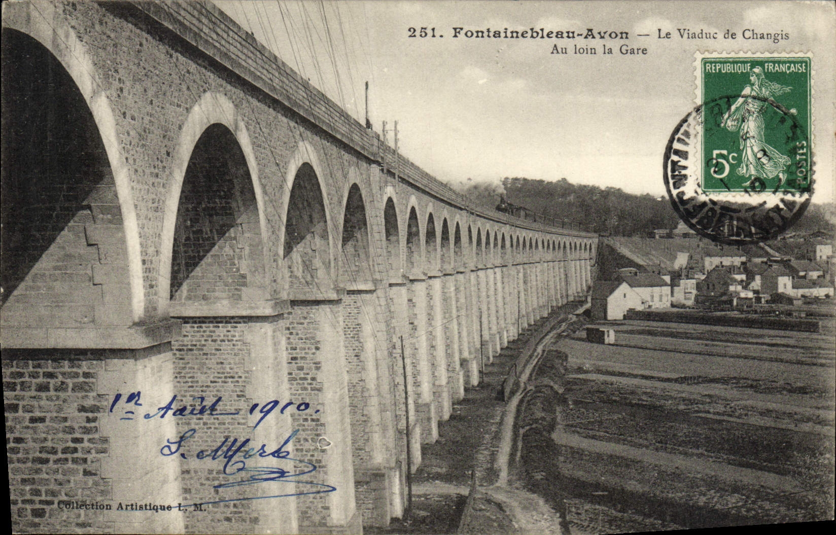 Fontainebleau-Avon — Il Viadotto di Changis — In lontananza la Stazione — Collezione Artistica L. M.