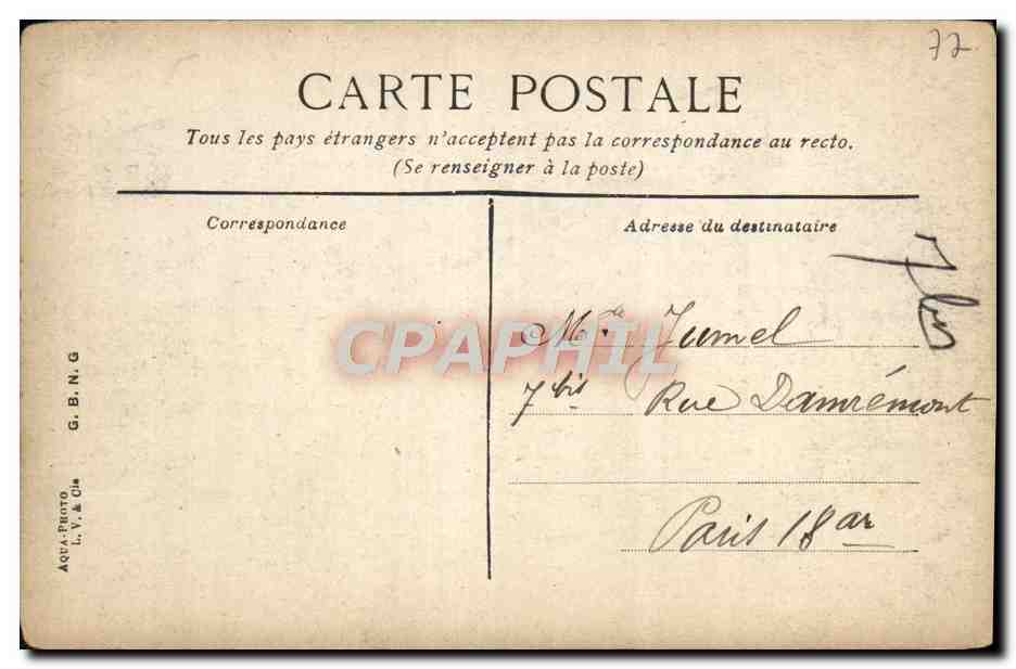 Fontainebleau - La Chapelle Saint-Saturnin — G.B.N.G. n° C1 — Verso