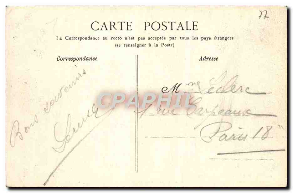 Palais de Fontainebleau — La Rivière du Jardin Anglais — G. B. N. G. Fontainebleau — Verso