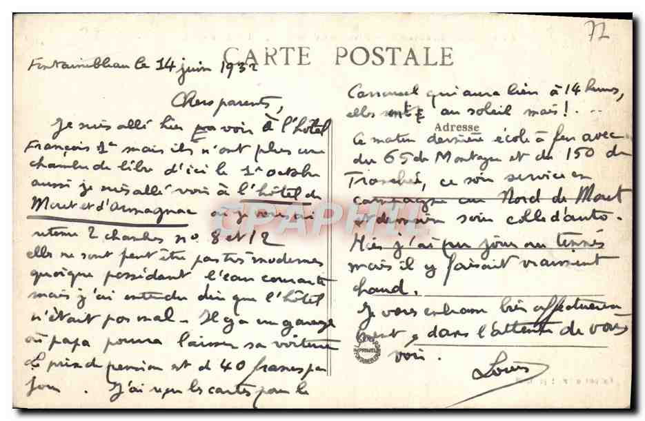 Fontainebleau — Panorama de la Ville, pris du Calvaire — Éditeur non identifié, n° 200 — Reverso