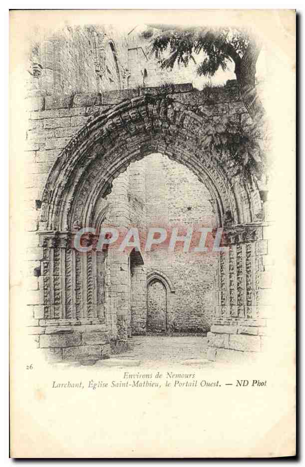 CPA Environs De Nemours Larchant Eglise Saint Malbieu Le Portail Ouest