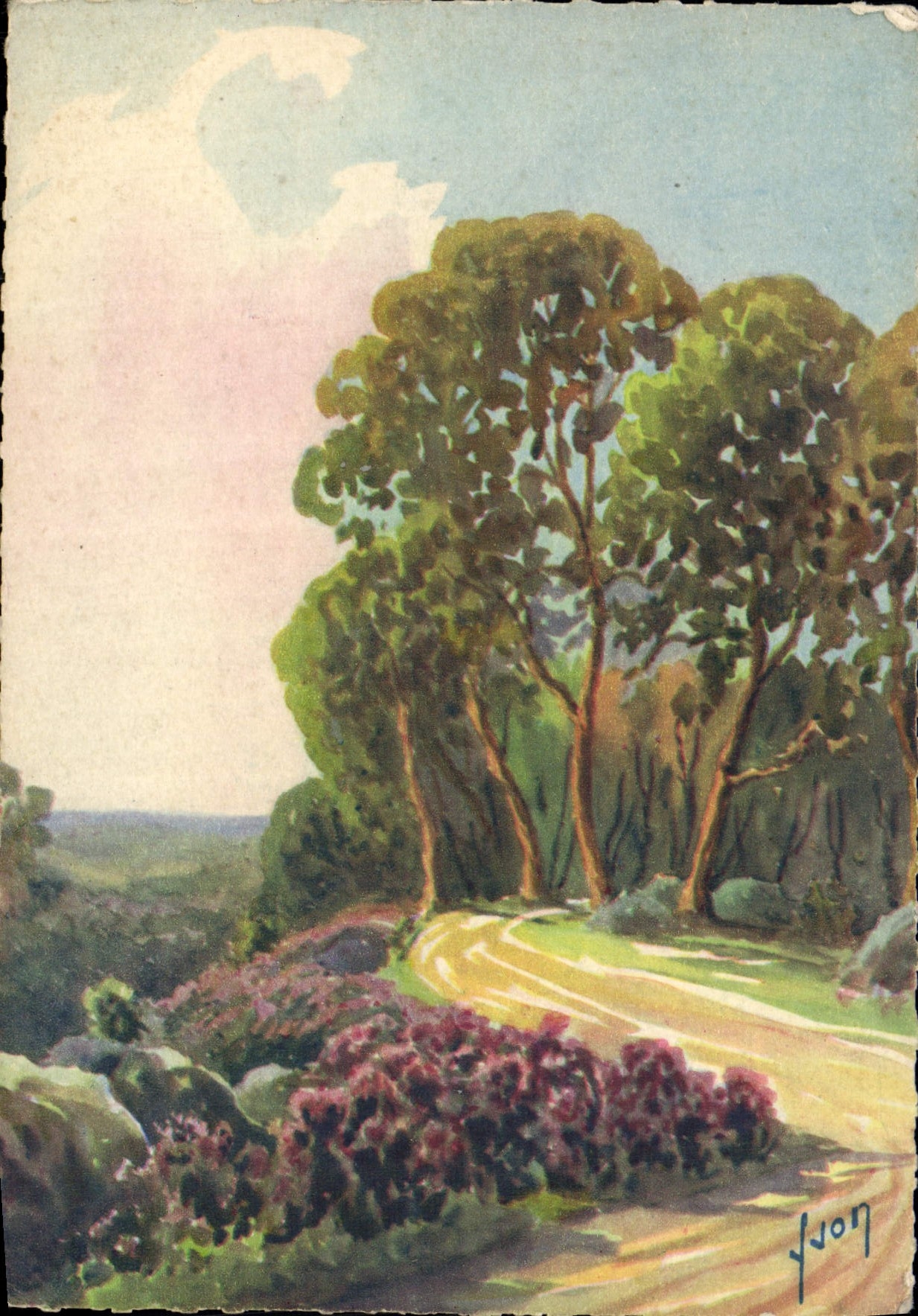 Cartolina d'epoca Fontainebleau La Foret Gorges D'Aprernont