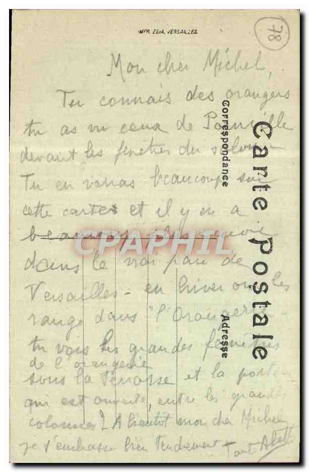 CPA Palais De Versailles L'Orangerie — Verso