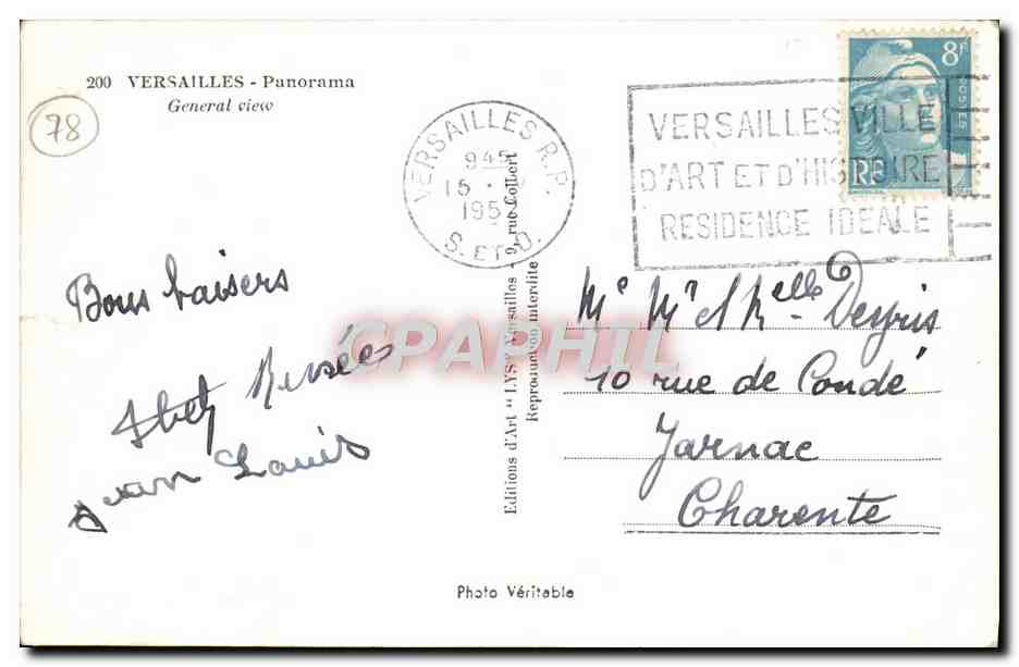 CPA Versailles Panorama — Verso