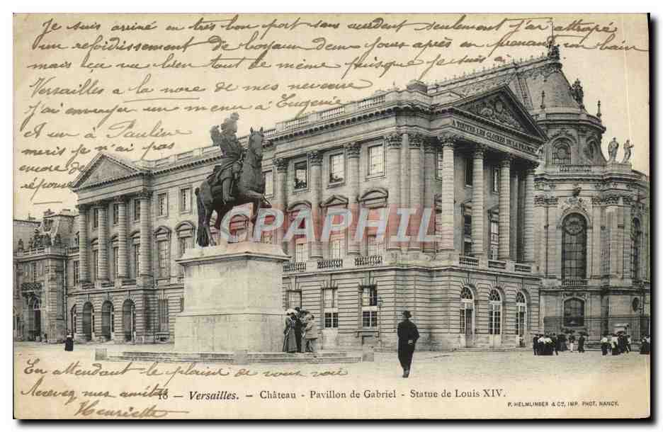 CPA Versailles Chateau Pavillon De Gabriel Statue De Louis XIV