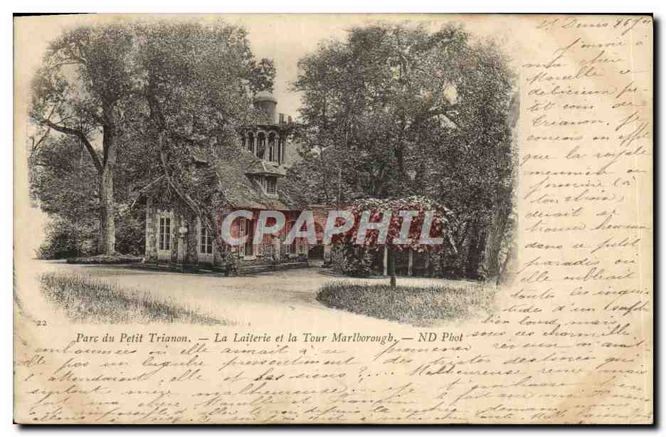 CPA Parc Du Petit Trianon La Laiterie et la tour Marlborough