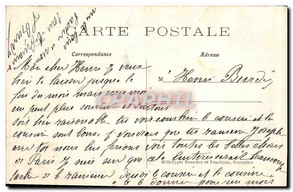 CPA Palais De Versailles Galerie Des Glaces — Verso