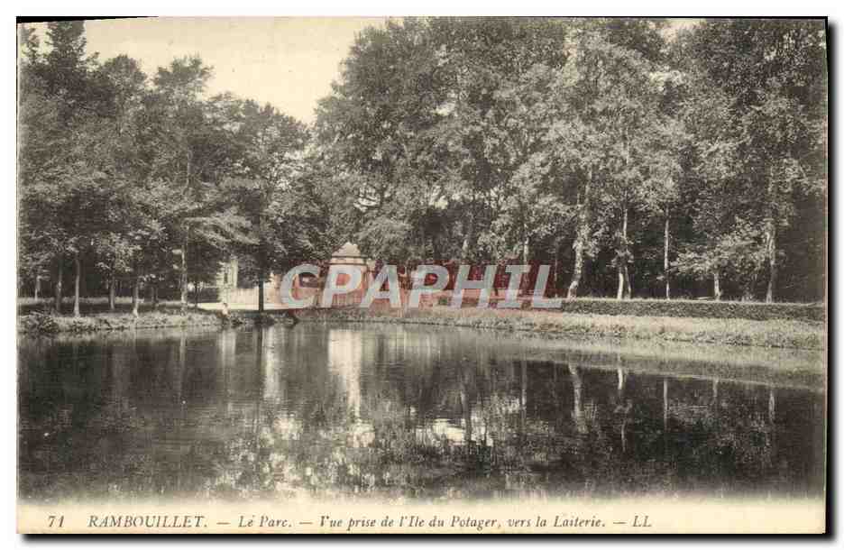 Rambouillet — Le Parc — Vue prise de l'Île du Potager, vers la Laiterie — L.L.
