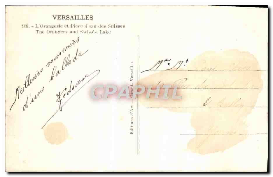 CPA Versailles L'Orangerie Et Piece d'eau des Suisses — Verso