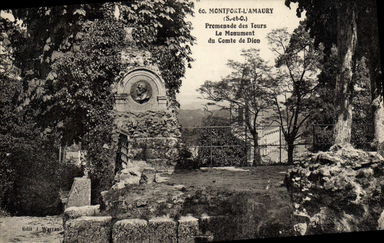 Montfort-l'Amaury — Promenade des Tours, el monumento del Conde de Dion — Edit. J. Warrant