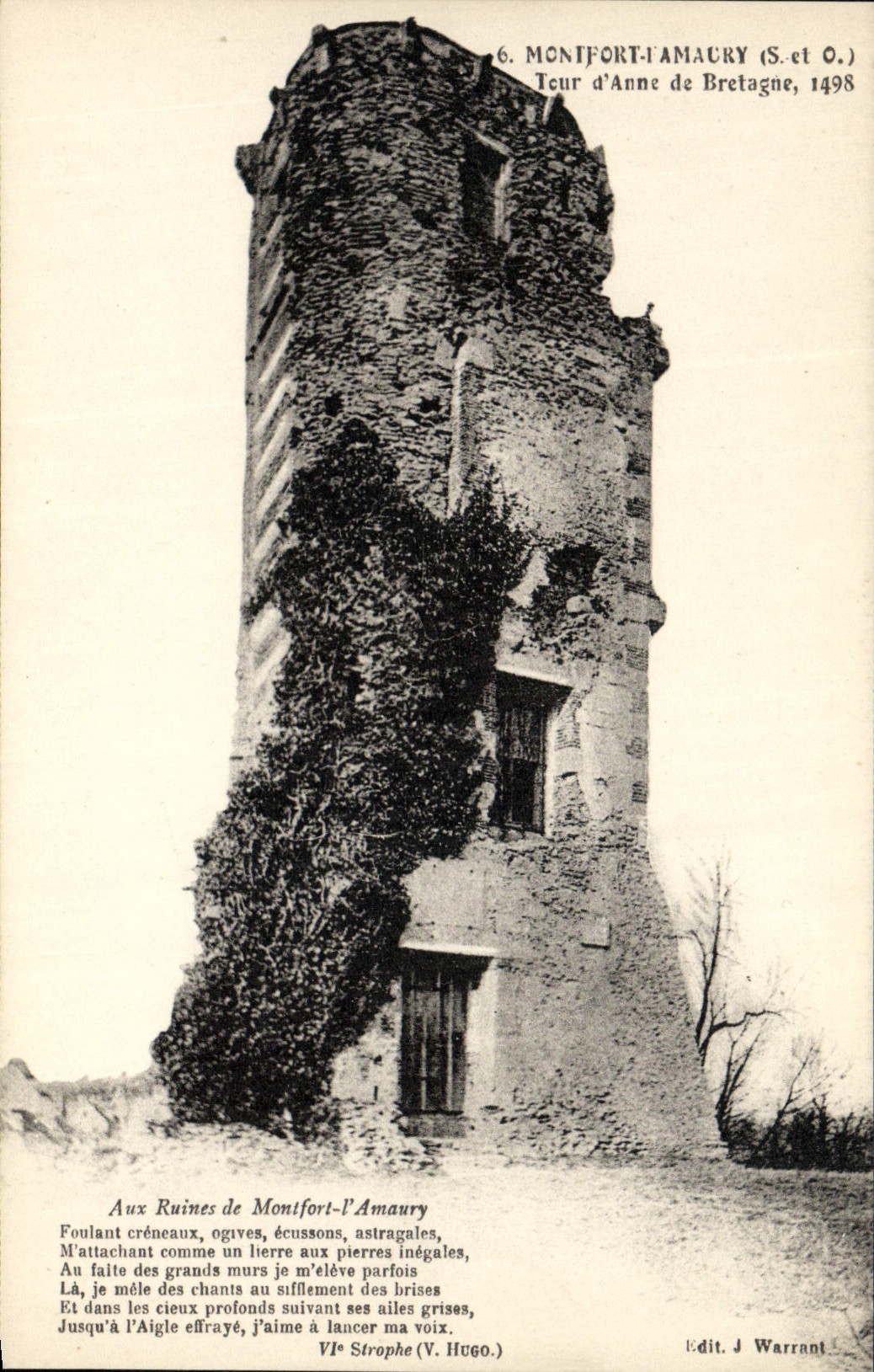 Ruines de Montfort-l'Amaury — Tour d'Anne de Bretagne, 1498 — Edit. J. Warrant