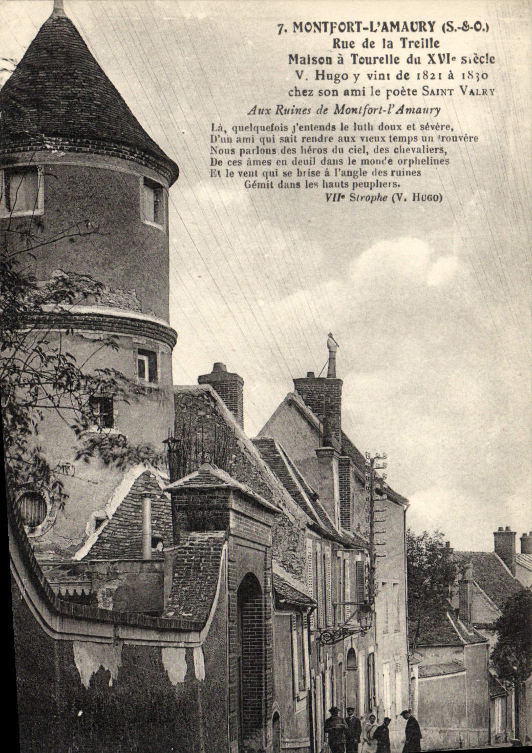 Montfort-l'Amaury — Maison à Tourelle du XVIe siècle, où vécut V. Hugo de 1821 à 1830 — S.&.O.