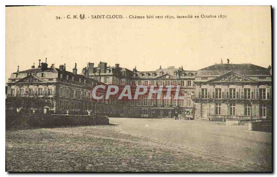 CPA Saint Cloud Chateau Bati Vers 1650 incendie en octobre 1870