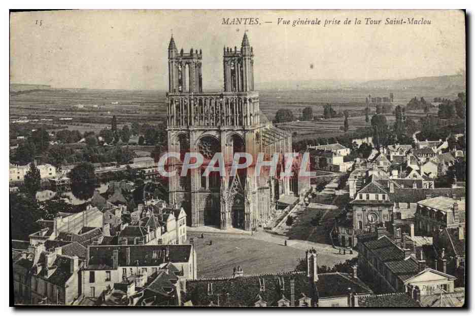 Mantes — Vue générale prise de la Tour Saint-Maclou — Éditeur non identifié, n° de série 15