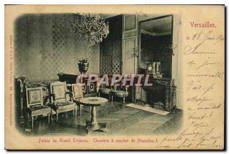 Palais du Grand Trianon. Chambre à coucher de Napoléon I — Éditeur P. S. A. D. Claret-Fernand, n° 4852