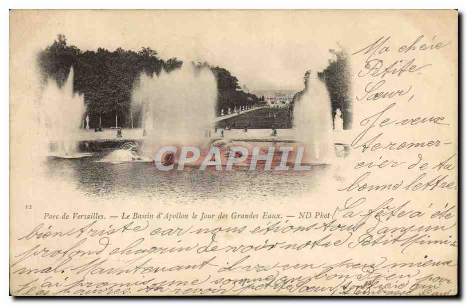 CPA Versailles Le bassin d'Apollon le jour des grandes eaux 