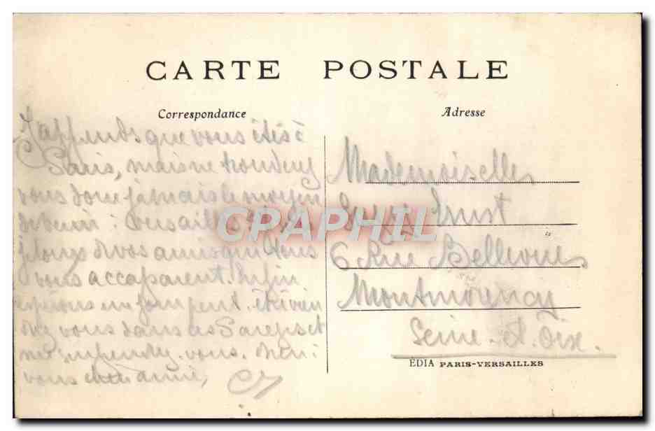 Parc de Versailles — Les bains d'Apollon — Éditeur EDIA Paris-Versailles, n° de série 311 — Verso