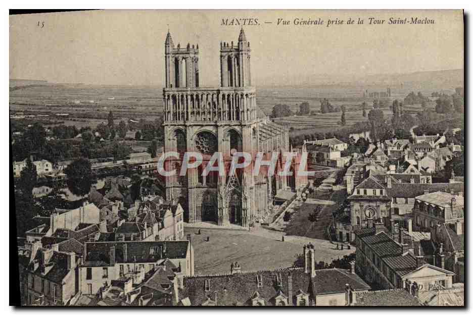 Mantes — Vue Générale prise de la Tour Saint-Maclou — D. Phas