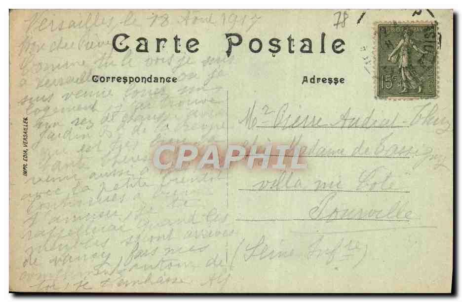 CPA Versailles Palais Vu a Vol d'Oiseau — Rückseite
