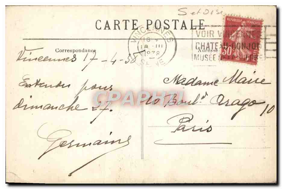 CPA Montgeron Crosnes Avenue des Peupllers — Rückseite