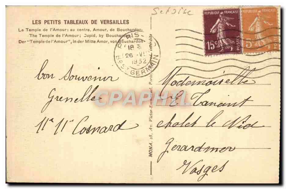 Temple de l'Amour — Versailles — Mona — Verso