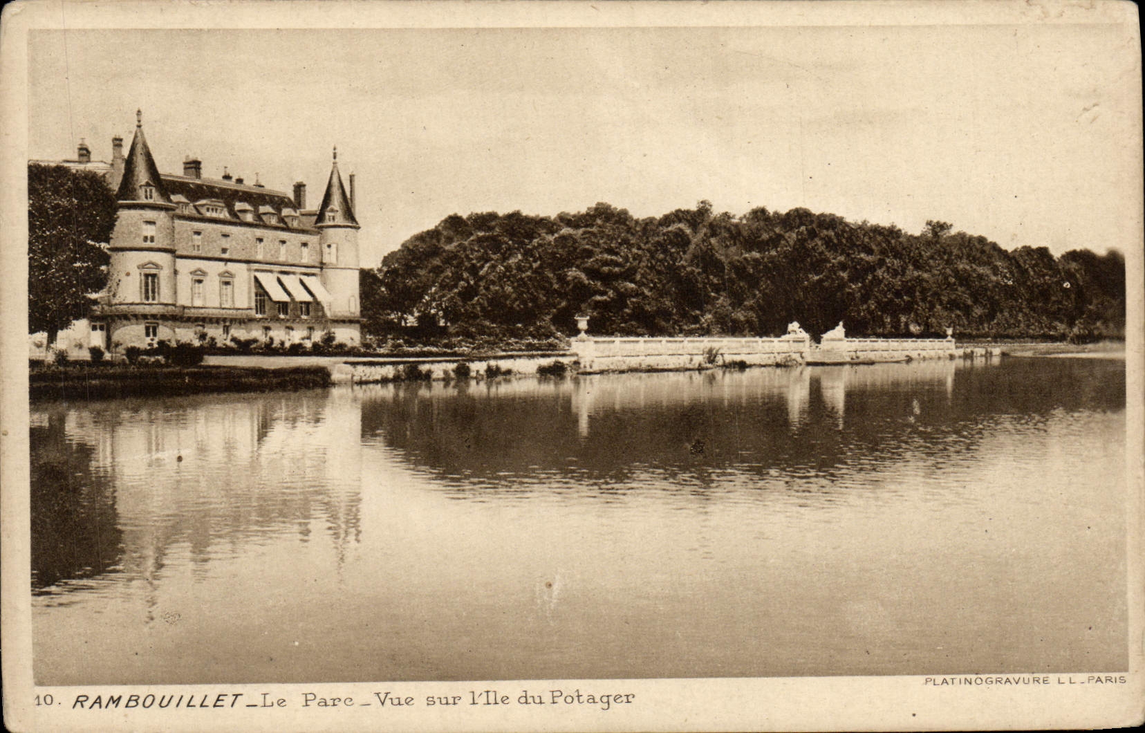 Rambouillet — View of the Île du Potager — Platinogravure LL, Paris