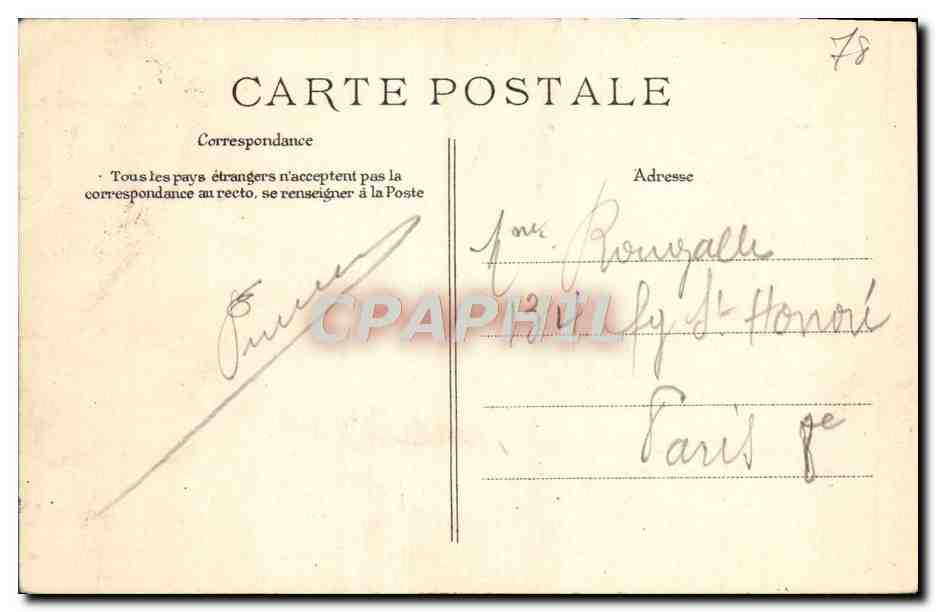 CPA Versailles Le Chateau La voiture ayant servi au sacre de Charles X — Verso