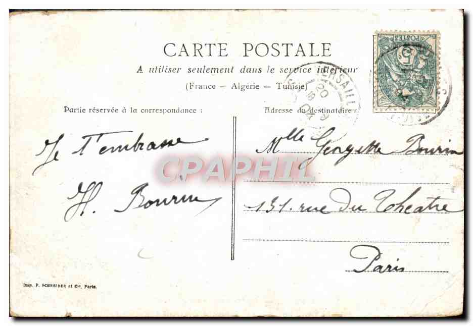 CPA Versailles Le Palais L'Orangerie — Verso