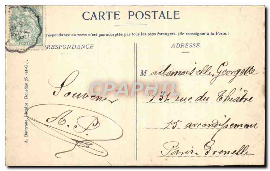 CPA Dourdan la nuit Hotel de ville — Rückseite