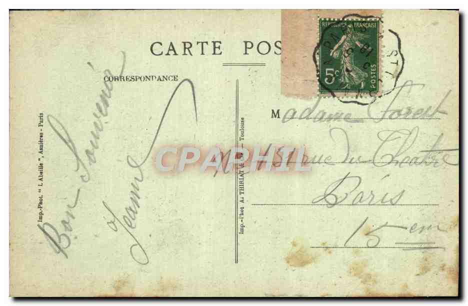 CPA St Germain en Laye L'Eglise et la Mairie Vues du parterre — Verso