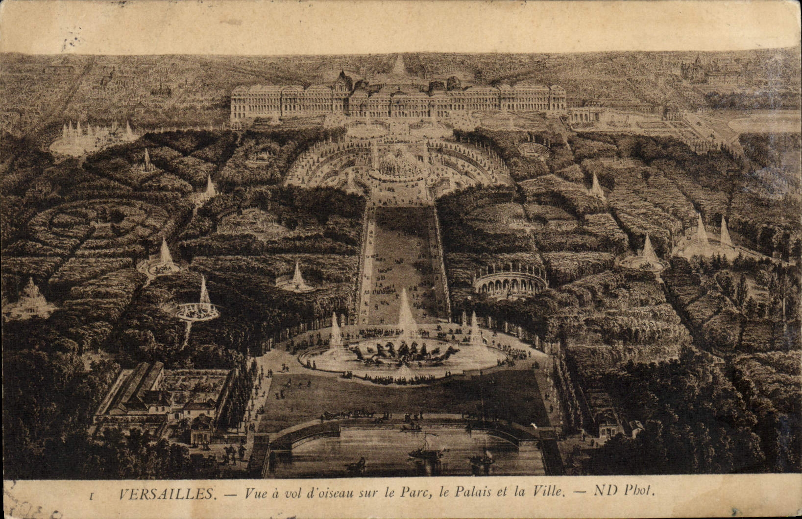 CPA Versailles Vue a Vol d'Oisouau sur le Parc le Palais et la Ville