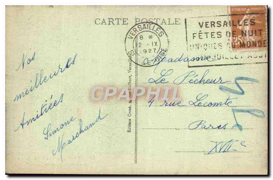 Versailles — Salle du "Jeu de Paume" — Édition Costé, Versailles — Verso