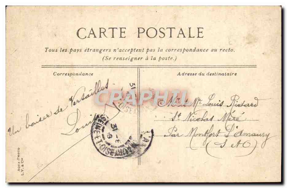 CPA Versailles Marie Antoinette et ses enfants par Vigee Lebrun  — Verso