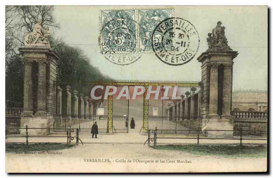 Versailles - Grille de l'Orangerie et les Cent Marches — Nina Moreau, édit., Versailles