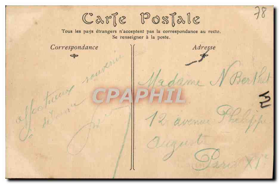 CPA Versailles Le Bassin de Latoue et le Tapis Vert — Verso